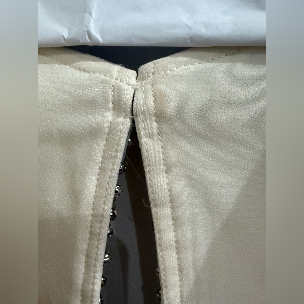 NWT Self-Portrait Embellished Cream White Crepe Blouse Size 4 - Picture 7 of 11